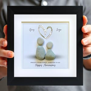 20th Wedding Anniversary Personalised Gift.  Unique Couple Pebble Art.  Traditional Anniversary present for him or her.  Same Gender couple.