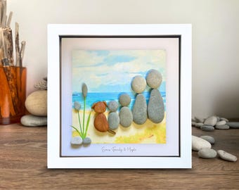 Pebble Art Family Picture: Custom Seaside Art made from beach stones