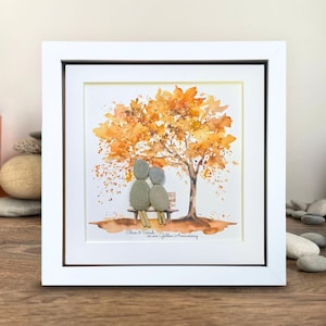 50th Anniversary Gift – Personalised Pebble Art framed picture for 50th golden wedding anniversary
