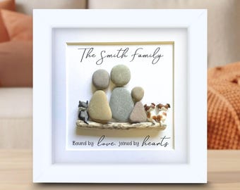 Adoption gift for family, Personalised Pebble Art picture, Adopted baby present.