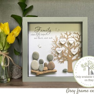 Pebble Art Family Tree picture Personalized gifts for Family. Birthday gift, Wedding Anniversary, Adoption, New Home gift, unique gift. image 6