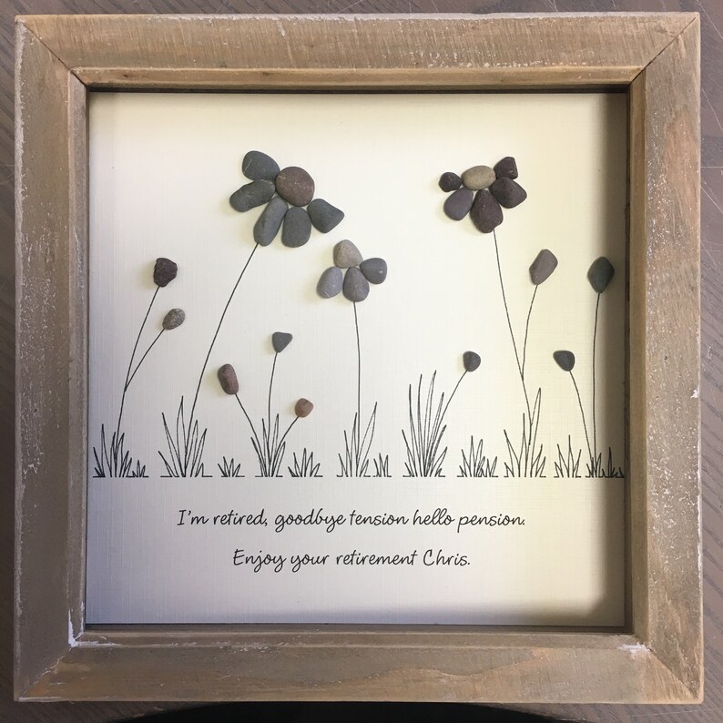 Retirement Gift Pebble Art Flower Special Gift Picture Etsy