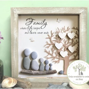 Pebble Art Family Tree picture Personalized gifts for Family. Birthday gift, Wedding Anniversary, Adoption, New Home gift, unique gift. image 8