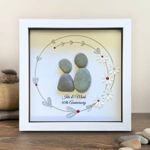 Personalised 40th Anniversary pebble art picture, Unique traditional Ruby Wedding present