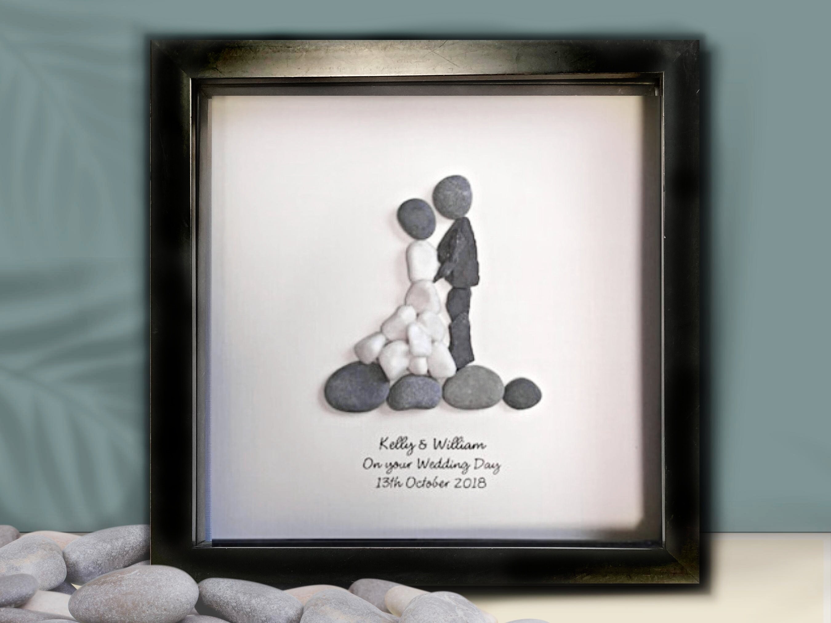 Custom Wedding Gift for Couple Personalised Unique Pebble Art Etsy UK