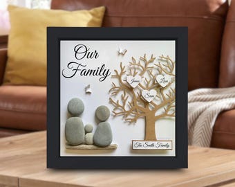 Personalised Pebble Art Family Tree: Christmas Keepsake Gift
