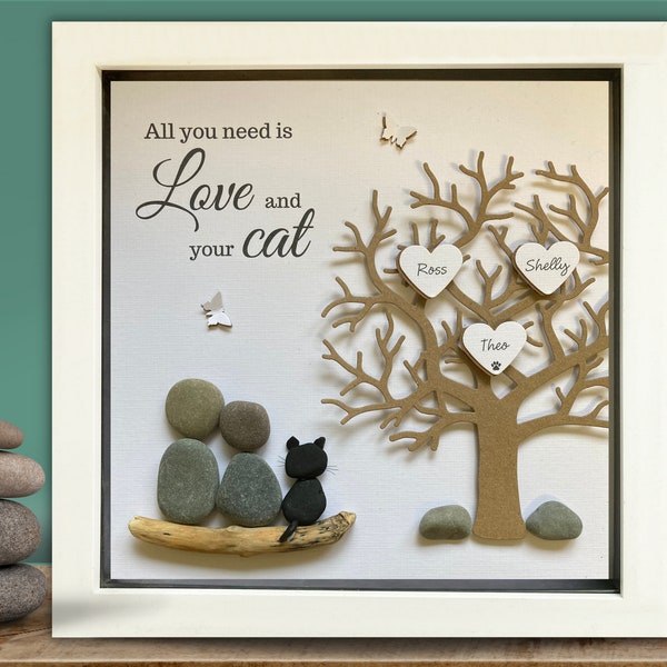 Cat Lover Pebble art gift, personalised gift for hard to buy for Couple, Cat lady, Cat mom gifts, Wedding, Anniversary, Special gift,