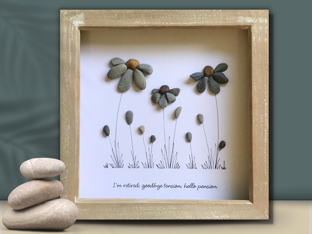 Personalized Pebble Art Flower Picture, Unique Thank You Wall Frame Present for Women, Special