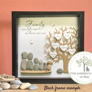 Pebble Art Family Tree picture Personalized gifts for Family. Birthday gift, Wedding Anniversary, Adoption, New Home gift, unique gift. image 5