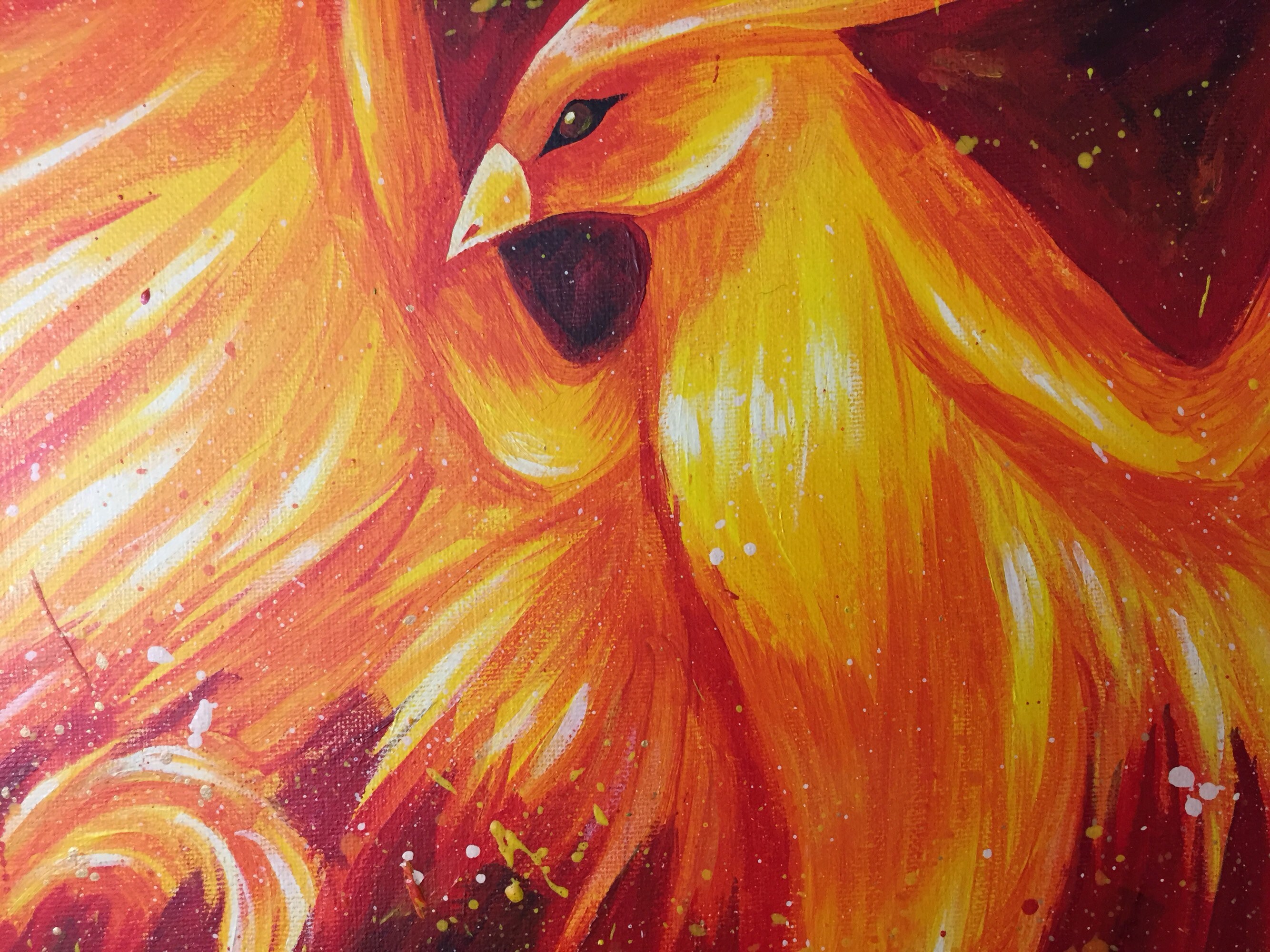 OOAK Phoenix Acrylic Painting 18 x 14 Canvas Etsy