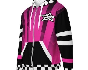 UNISEX 2XS-6XL Zip Hoodie - Pink / Black / Checkered - All Over Print