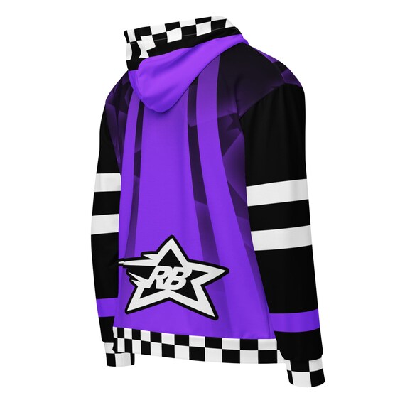 UNISEX 2XS-6XL Zip Hoodie - Purple / Black / Checkered - All Over