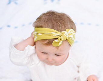 Chartreuse Headband Top Knot Headband Top Knot Baby Headband Baby Headband Baby Newborn Headband Knit Headband Infant Baby Headband Bows