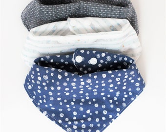 Bandana Bib. Boy Bandana Bib. Dribble Bib. Baby Bib with Snaps. Bandana Bib Set.