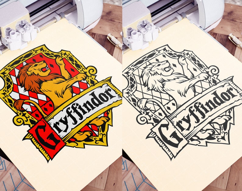 Download Clip Art Svg Cut Files High Detail Complete Hogwarts House Crest Silhouette Monogram Vector Gryffindor Slytherin Hufflepuff Stencil Ravenclaw Art Collectibles