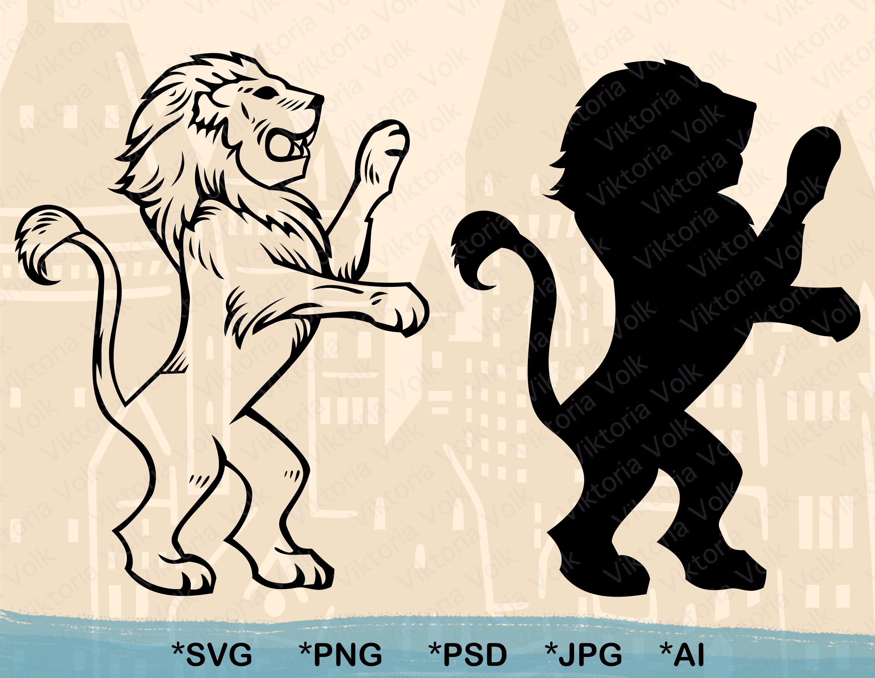 Gryffindor Lion SVG Standing Lion Silhouette Cut File | Etsy