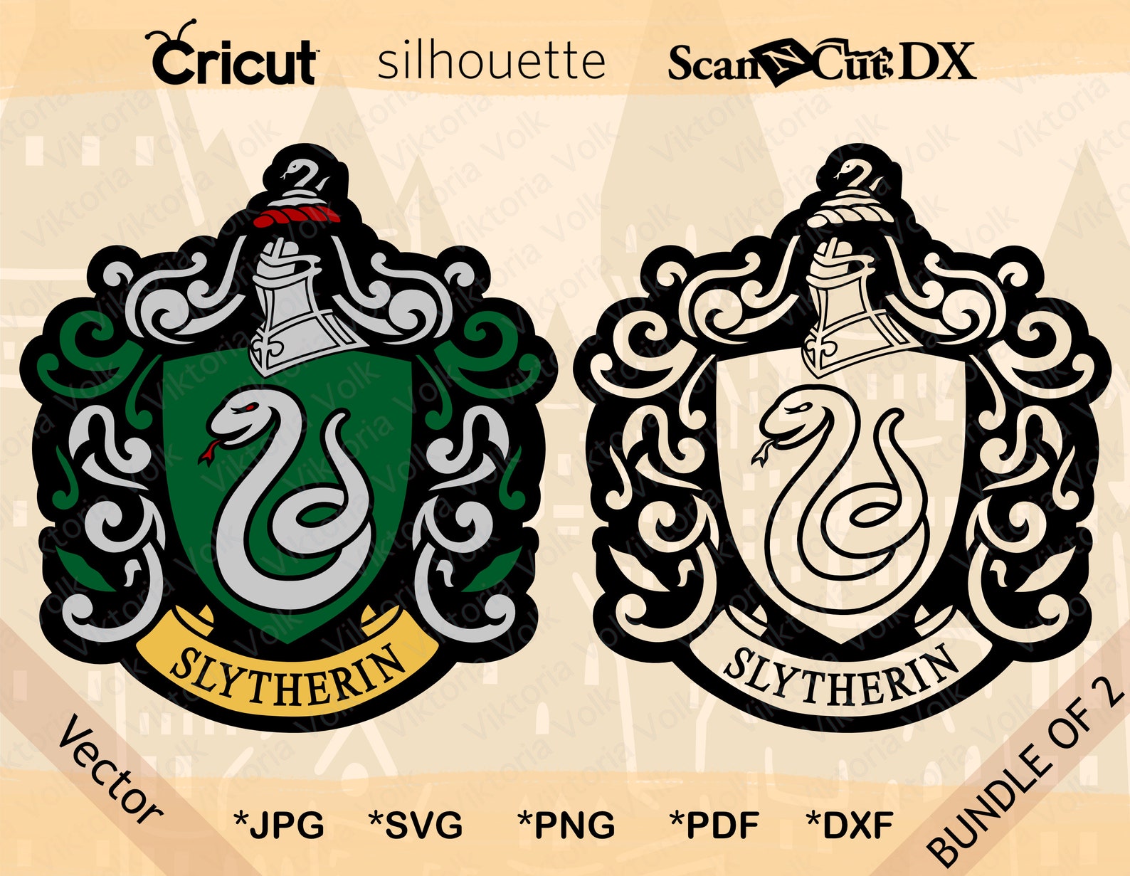 Low Detail Slytherin Uniform Emblem Bundle Hogwards SVG Cut | Etsy