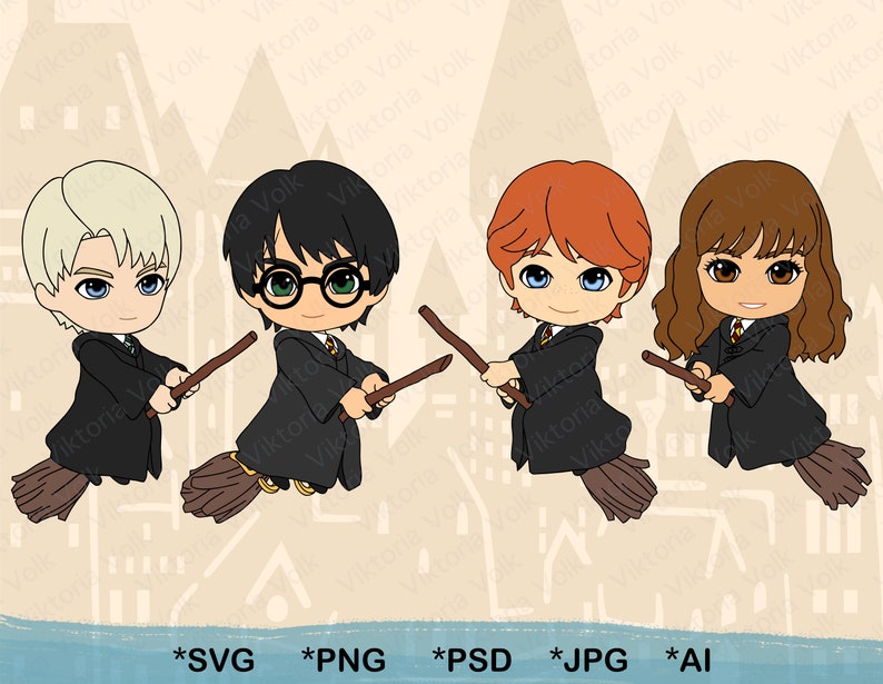Cute Wizard Vector Art Layered by Color Cut File Little Wizards Flying