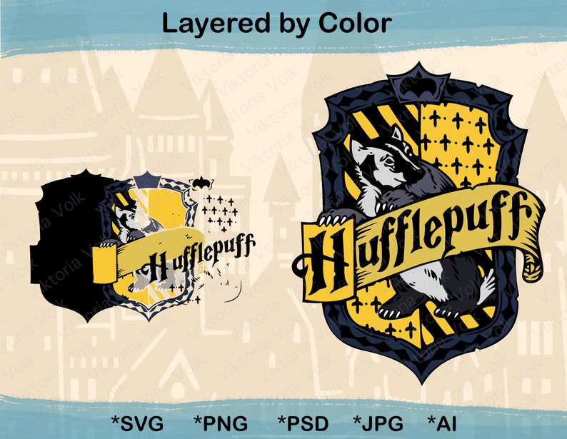 Download High Detail Complete Hogwarts House Crest Silhouette SVG ...