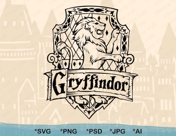 Download High Detail Gryffindor House Crest Outline Gryffindor Svg Cut Etsy