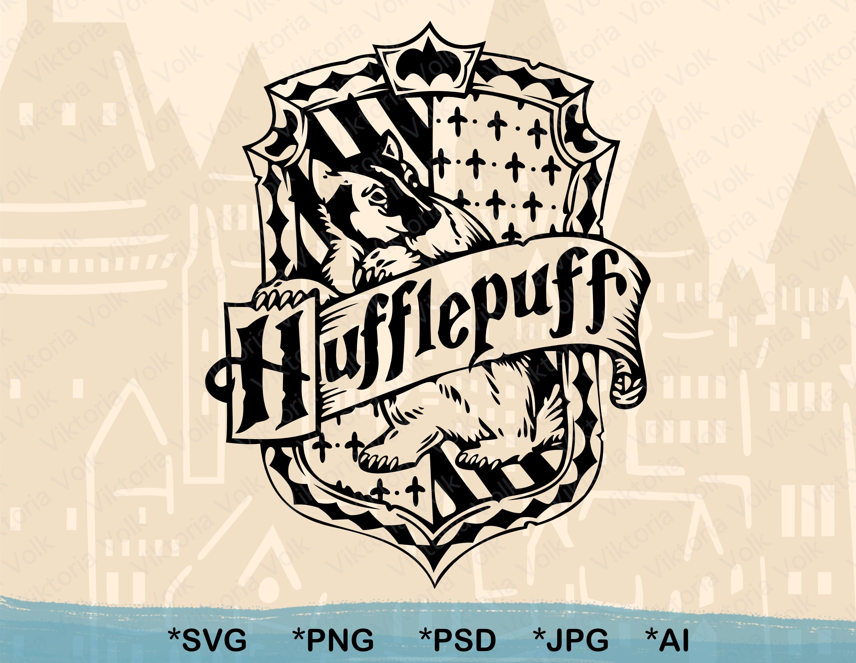Alto detalle Hufflepuff House Crest Outline Cut File Vector | Etsy
