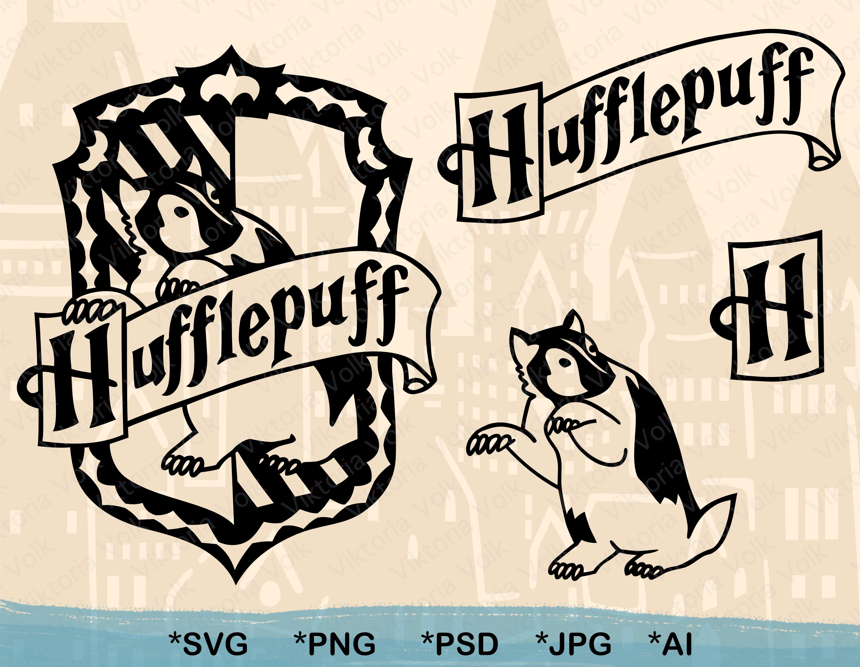 Low Detail Hufflepuff Symbols svg Badger Emblem Outline | Etsy