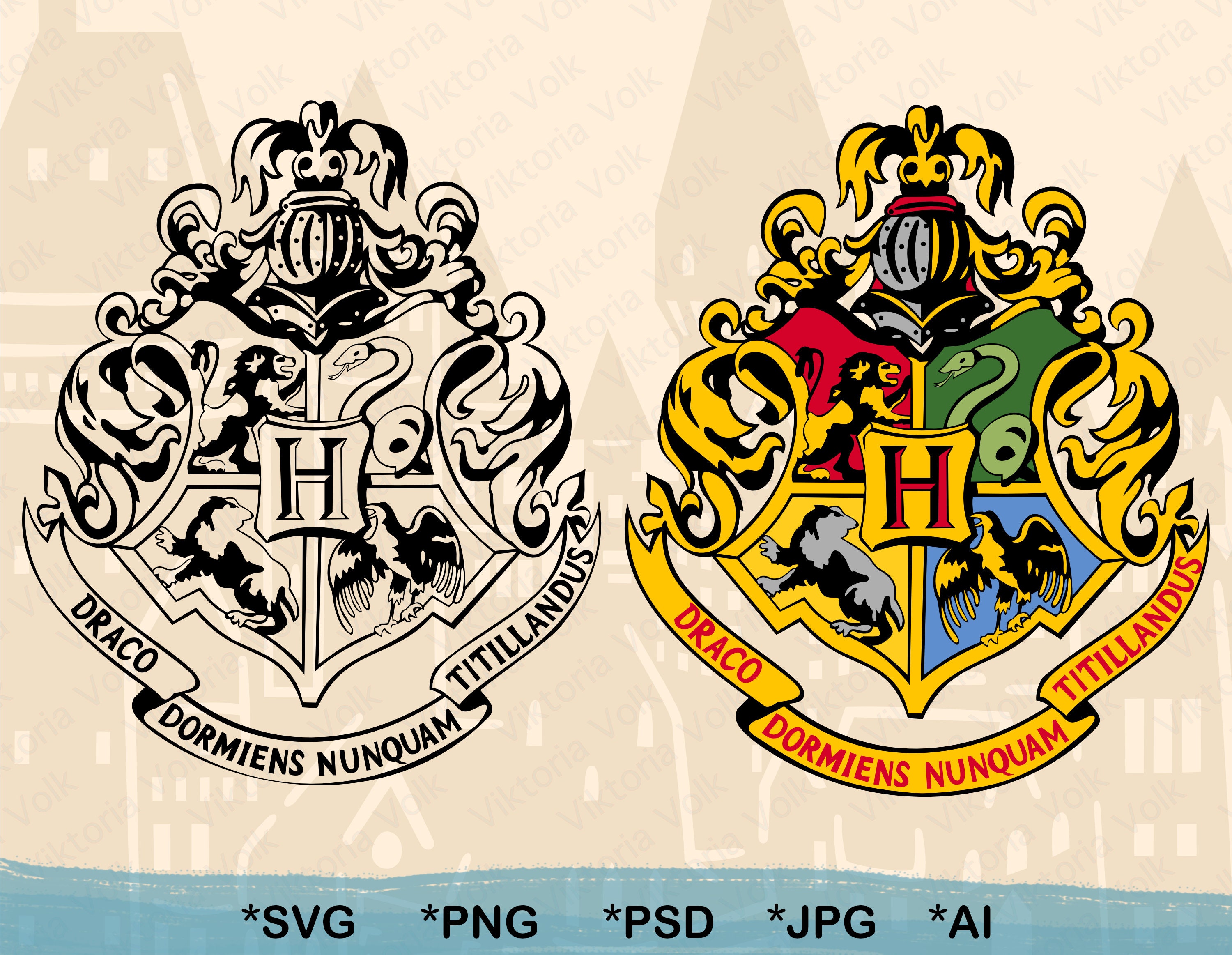 High Detail Hogwarts School Crest Emblem Colour Howarts | Etsy