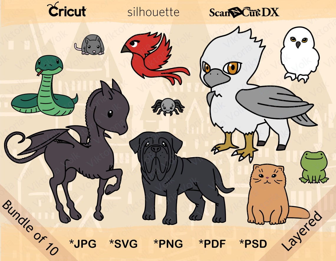 Magical Beasts Clipart Bundle Harry Potter Pets Cut File | Etsy