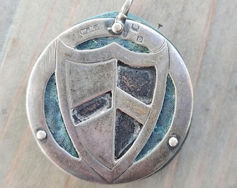 Almofada de alfinetes de prata antiga de chatelaine vitoriana, roda de alfinetes de costura eduardiana colecionável, acessório de chatelaine, acessório de traje histórico