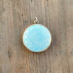 Antique Victoria silver and light blue enamel mourning locket, Edwardian enamel locket by Marius Hammer, antique enamel, silver photo locket