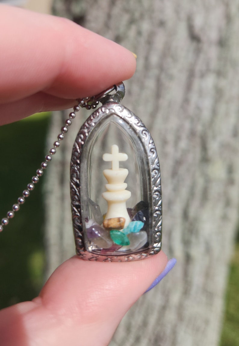Vintage Bishop Chess Piece Necklace Chess Pendant Fidget Jewelry Shaker ...