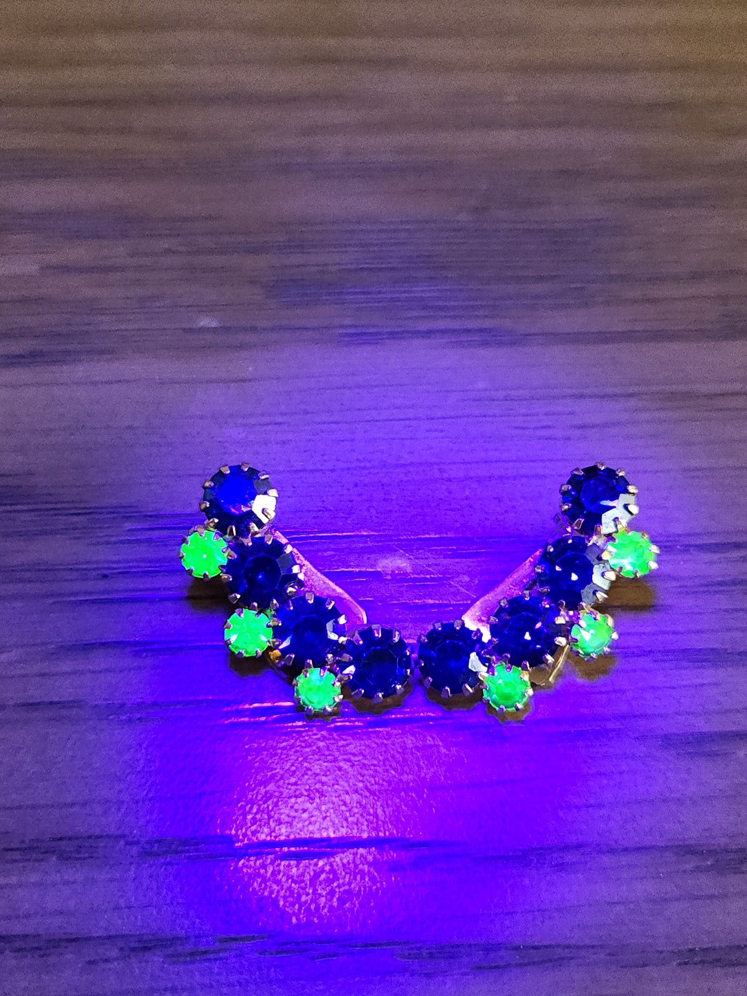 Vintage Earrings - Sherman Green Uranium Crystal