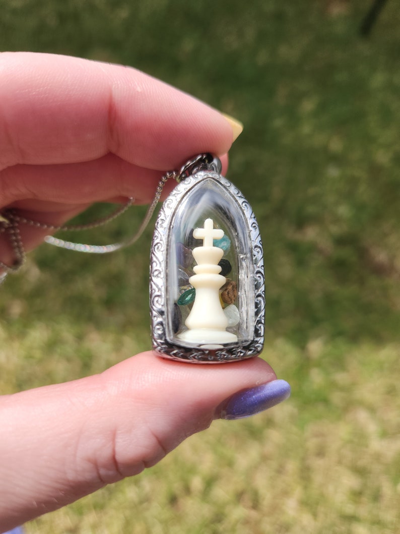 Vintage Bishop Chess Piece Necklace Chess Pendant Fidget Jewelry Shaker ...