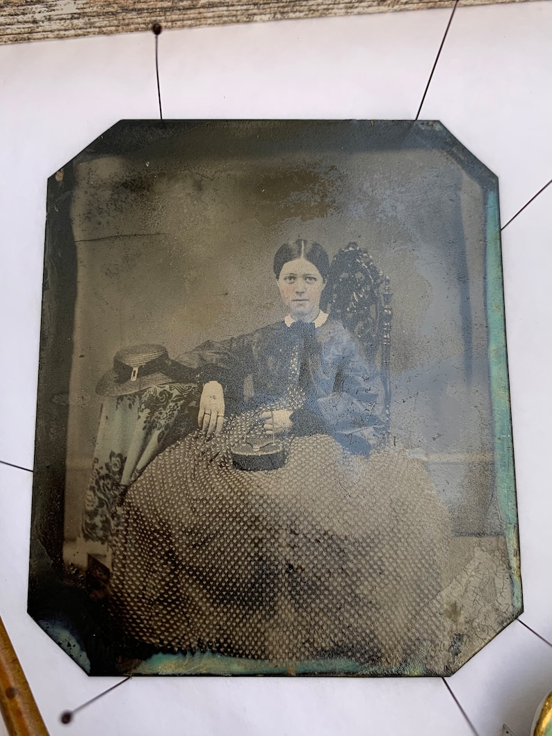 Victorian Shadow Box With a Hand Mirrors, a Brooch, and a Tin Type Etsy