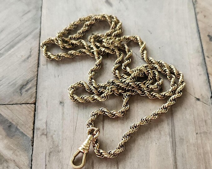 Antique Victorian 12k Gold Filled Chain, Thick Gold Rope Chain With Dog ...