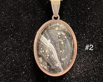 Fluid Art 25mm x 18mm Necklace Jewelry #2. OOAK