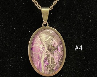 Fluid Art 25mm x 18mm Necklace Jewelry #4. OOAK
