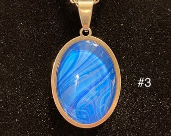 Fluid Art 25mm x 18mm Necklace Jewelry #3  OOAK