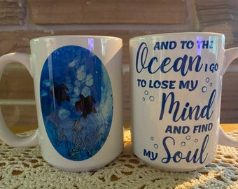 15 oz. Coffee Mug Fluid Art - Turtles Under the Sea
