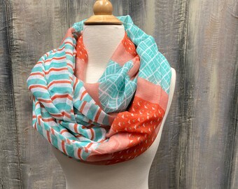 New Aqua Foam Colored Feathered Infinity Loop Scarf by BCBGeneration #L2