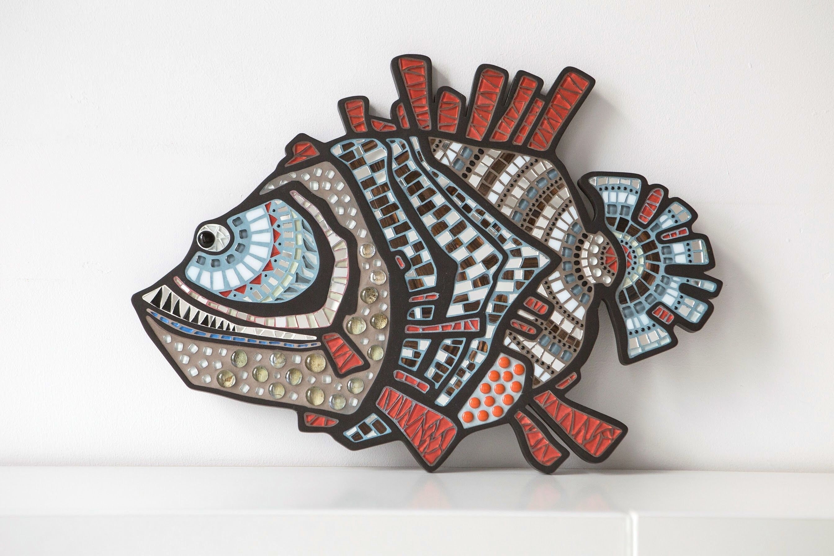 UNIQUE Mosaic wall art Wood wall art Fish art wood Fish Etsy