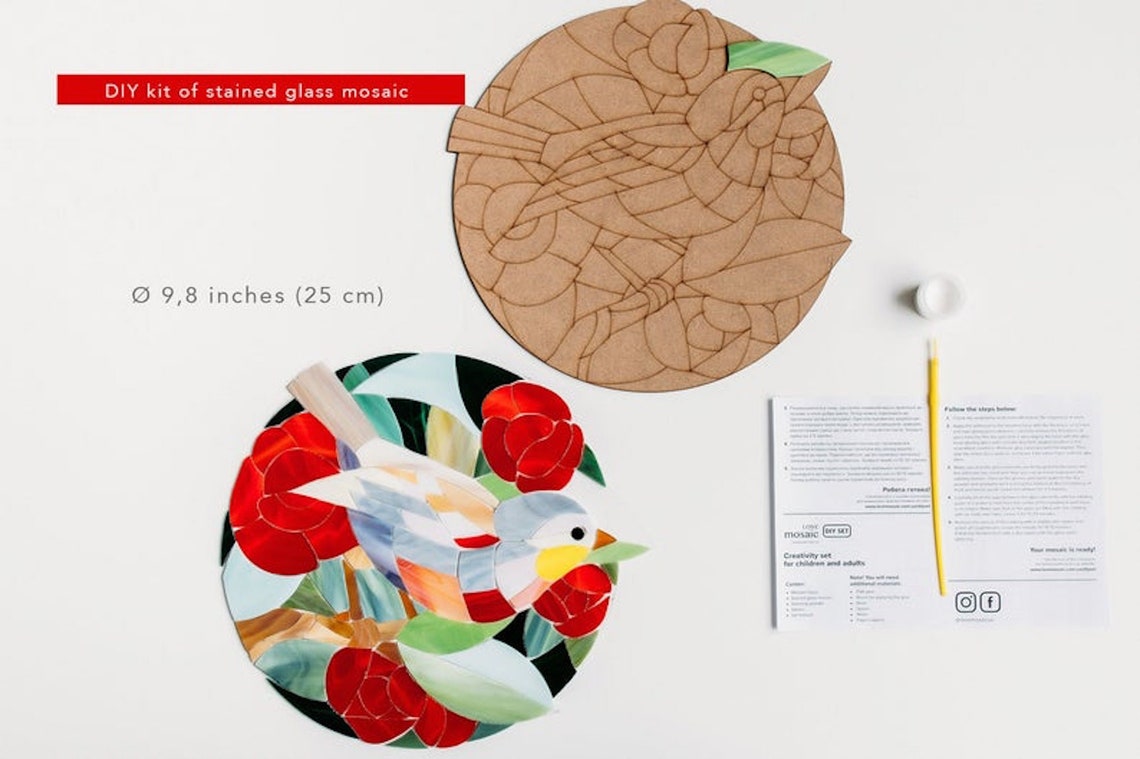 Stained glass mosaic kit Craft kits for adults DIY kit gift Etsy