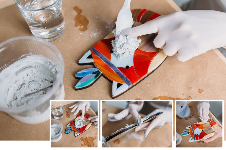 Mosaic kit READY to ship Owl decor girl room DIY craft kits for adults Homemade ornaments Owl Stained glass