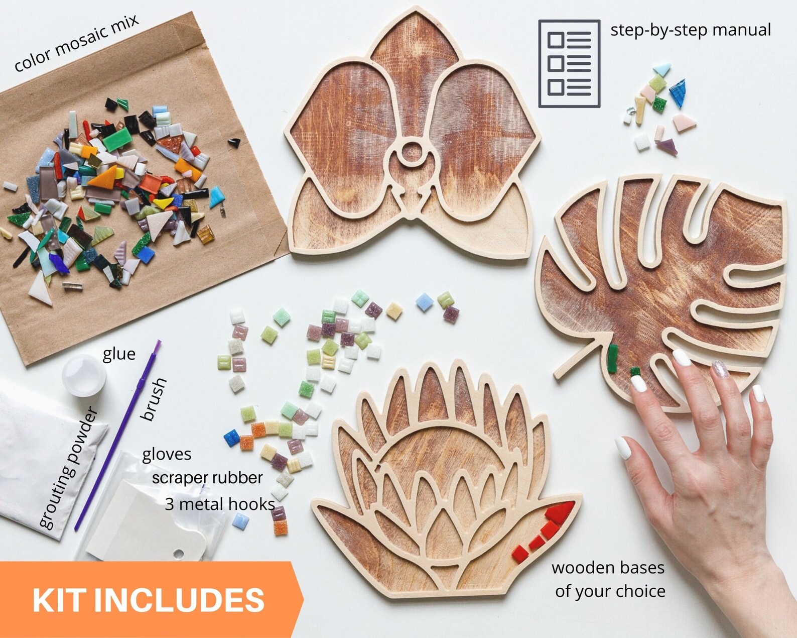 DIY kit for adults mosaic kit for beginners wooden flowers Etsy