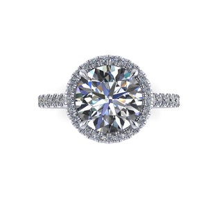 Halo Engagement Ring with Diamond Band in Platinum