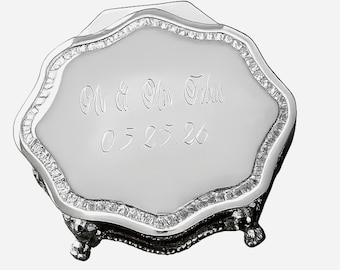 Personalized Wedding Jewelry Box – Engraved Silver Keepsake