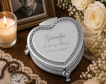 Memorial Jewelry Box for Grandpa, In Loving Memory Gift, Personalized Sympathy Keepsake Box