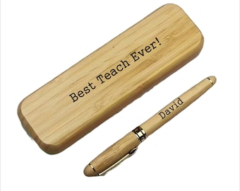 Personalized Wood Fountain Pen: Custom Engraved Gift with Box