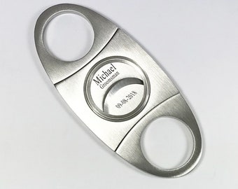 Personalized Engraved Stainless Steel Cigar Cutter, Groomsmen Gift