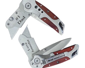 Custom Engraved Utility Knife, Stainless Steel Blade, Personalized Gift